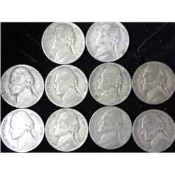 10 Assorted Jefferson War Nickels (35% Silver)