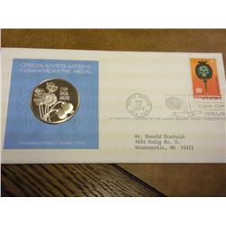 United Nations Narcotics FDC W/Sterling ProofMedal