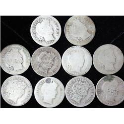 10 Assorted Barber Dimes
