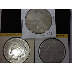 1923, 23-D And 23-S Peace Silver Dollars