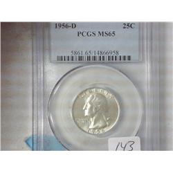 1956-D Washington Silver Quarter PCGS MS65