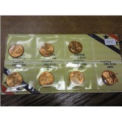 1982-7 Piece Variety Lincoln Cent Set (UNC)