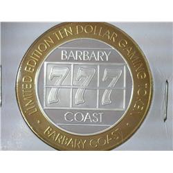 2001 Barbary Coast $10 Gaming Token (UNC) Silver