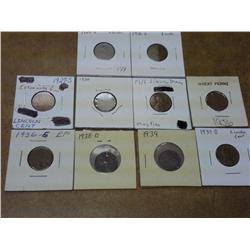 10 Assorted Lincoln Wheat Cents As Shown