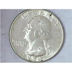 1954 Washington Silver Quarter (UNC)