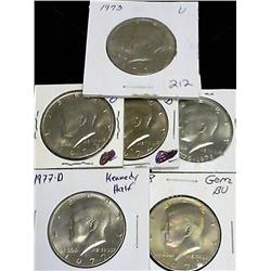 1973, 73-D ,74-D, 76, 77-D And 78 Kennedy Halves