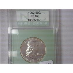 1962 Franklin Half Dollar NTC PF67