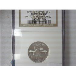 2001-S Silver RI Quarter NGC PF70 Ultra Cameo