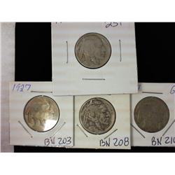 1926-1929  Buffalo Nickels (4 Coins)