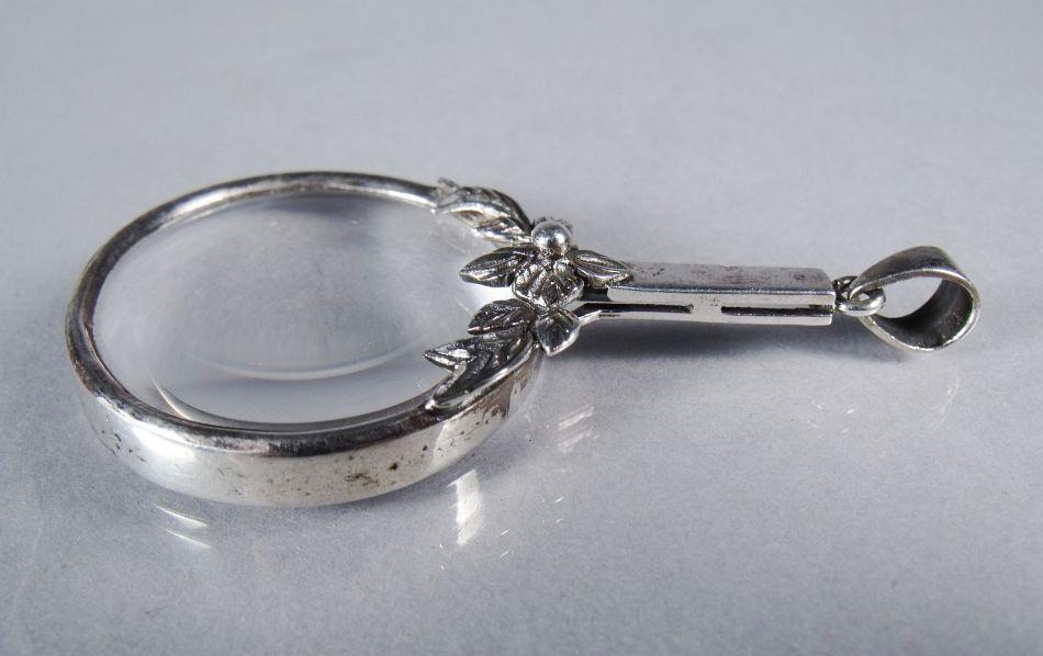 Sterling silver magnifying glass pendant best sale