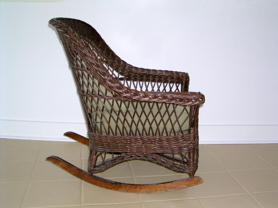 A Mid Century Modern Heywood Wakefield Wicker Rocking Chair In Original Finish Heywood Wakefield Antique Wicker Rocker