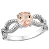 Image 1 : 0.95 CTW Morganite & Diamond Ring 10K White Gold - REF-53H3M
