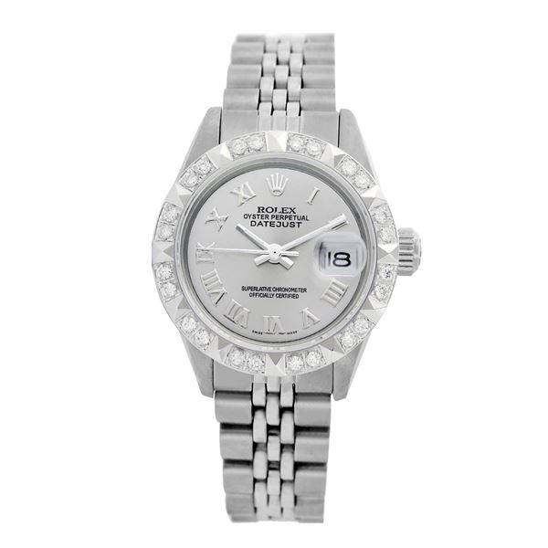 Rolex Pre-owned 26mm Womens Custom Grey Stainless Steel