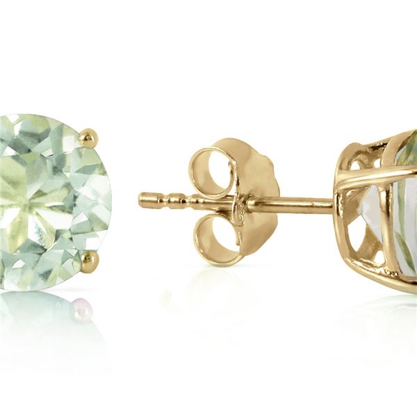 Genuine 3.1 ctw Green Amethyst Earrings 14KT Yellow Gold - REF-23P9H