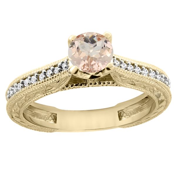 0.59 CTW Morganite & Diamond Ring 14K Yellow Gold - REF-54R7H