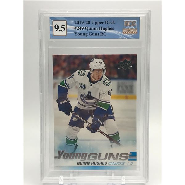 QUINN HUGHES UD YOUNG GUNS ROOKIE CARD GRADED (GCG 9.5)