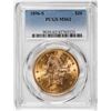 1896-S $20 Liberty Head Double Eagle Gold Coin PCGS MS62