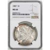 1887 $1 Morgan Silver Dollar Coin NGC MS64 Nice Toning