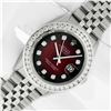 Image 3 : Rolex Men's Stainless Steel Red Vignette 3 ctw Diamond Datejust Wristwatch