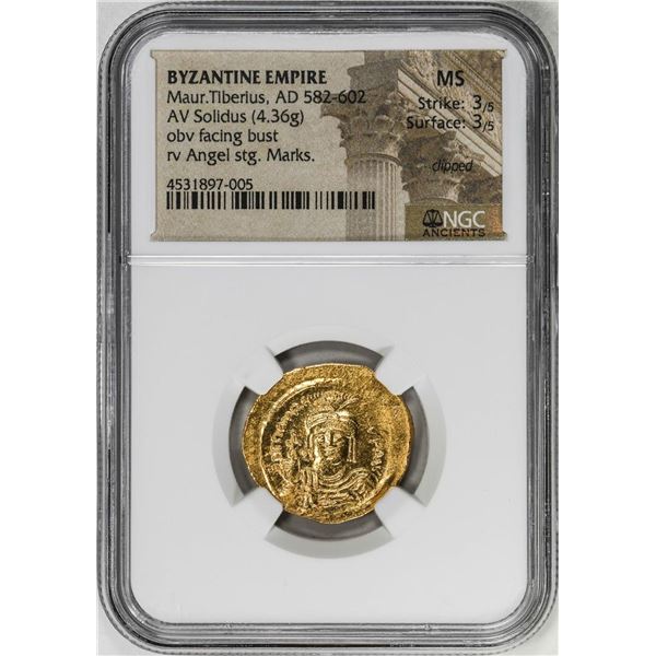 Byzantine Empire 582-602 AD Maur. Tiberius AV Solidus Ancient Gold Coin NGC MS