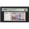 1999-2002 Banco Central Argentina 100 Pesos Note Pick# 351 PMG Choice Uncirculated 64
