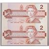 Image 1 : Lot of 2 Canada 1986 $2 Bill Uncut