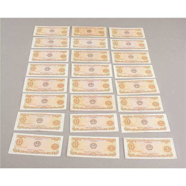 Lot of 24 Vietnamese Paper Money 1 Dong