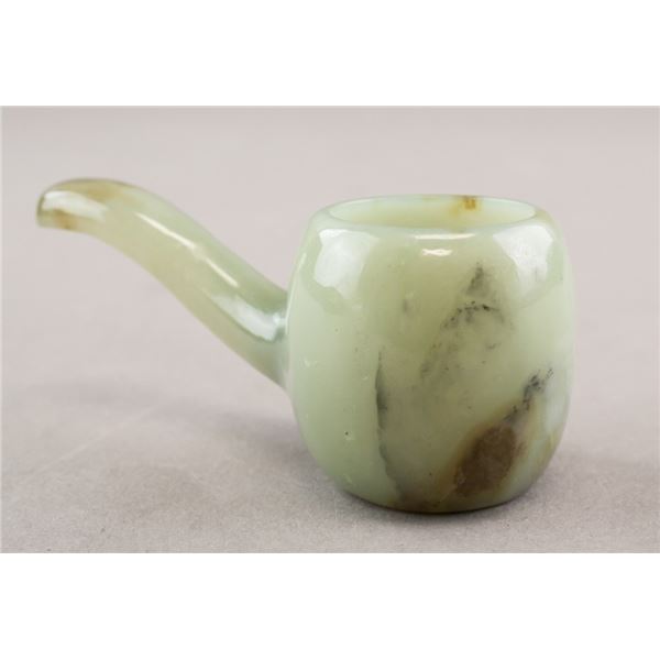 Chinese Green Jade Carved Pipe