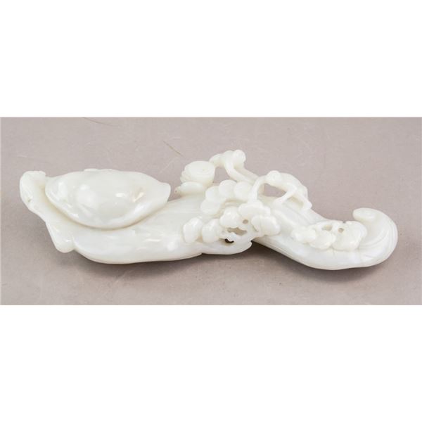 Chinese White Jade Carved Ruyi Scepter