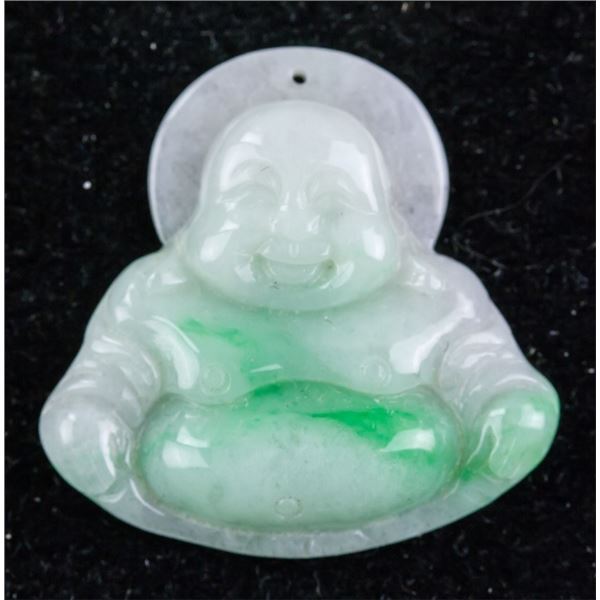 Chinese Green Jadeite Carved Buddha Pendant