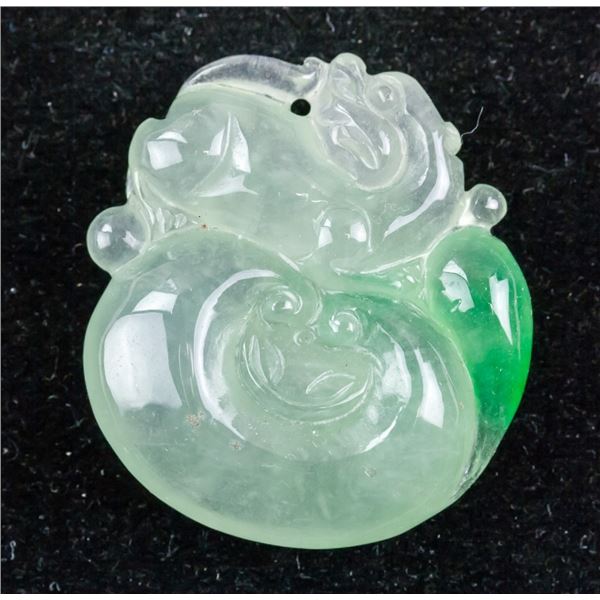 Chinese Green Jadeite Carved Pendant