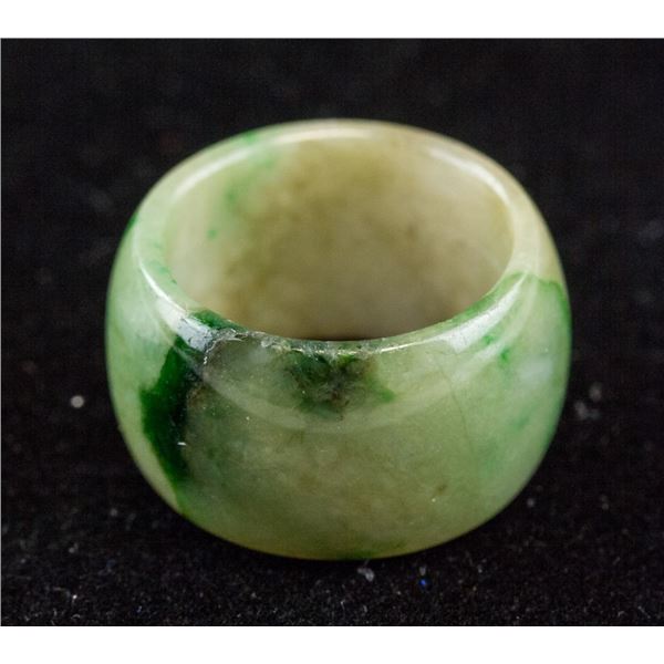 Chinese Green Jadeite Carved Ring