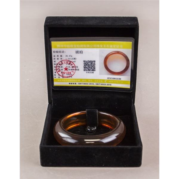 Chinese Amber Bangle with Certificate