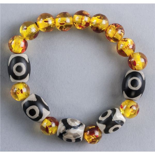 Bracelet Amber and Tianzhu Beads