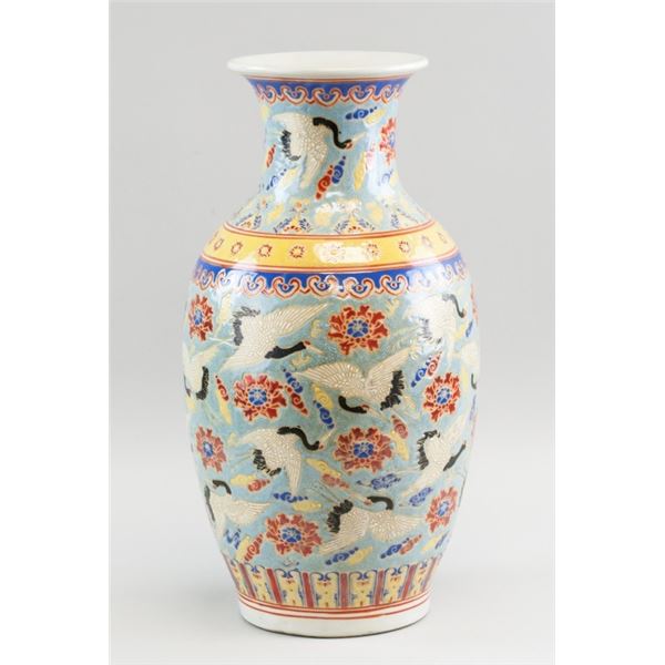 Chinese Famille Rose Vase One Hundred Cranes