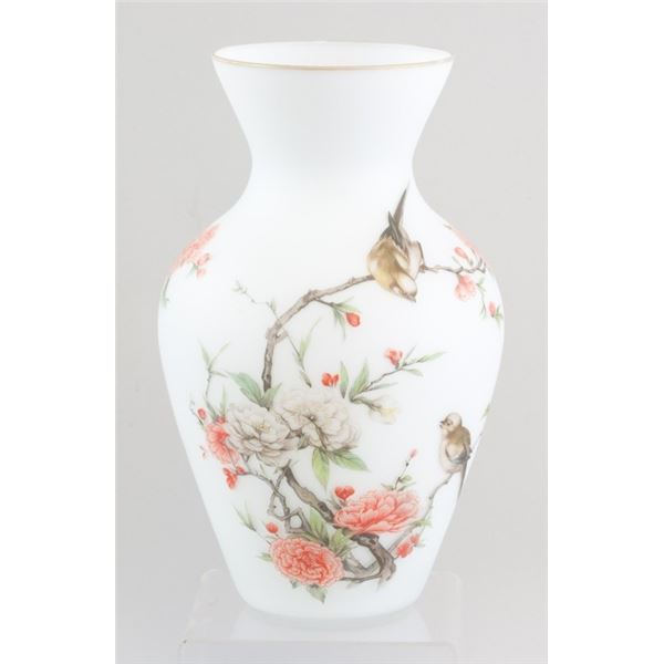 Chinese Famille Rose Hand Painted White Vase