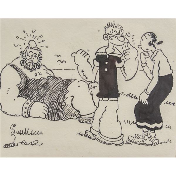 American Ink on Paper Signed Segar of Popeye