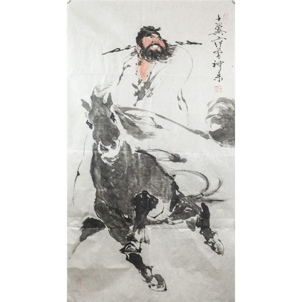 Chinese Watercolor on Paper with Seals