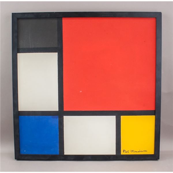 Dutch Acrylic on Canvas Signed Piet Mondrian