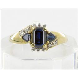 1.2ct Ceylon Blue Sapphire & Diamond 10k Gold Ladies Ring (JEW-1504)