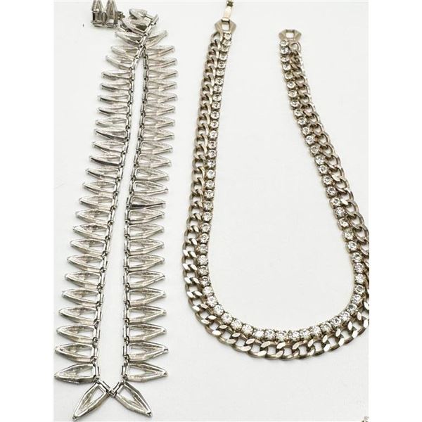 2 VINTAGE SILVER TONE NECKLACES