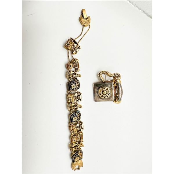 TELEPHONE BROOCH + BRACELET