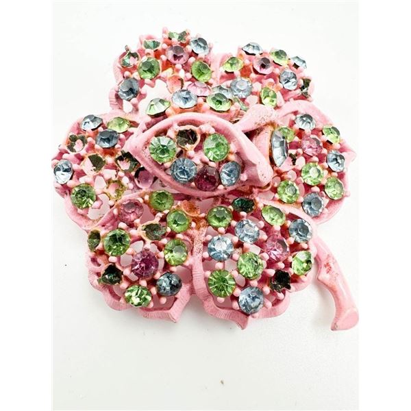 WEISS SIGNED PINK BROOCH