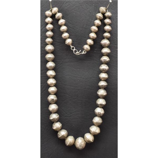 NAVAJO INDIAN SILVER BEAD NECKLACE