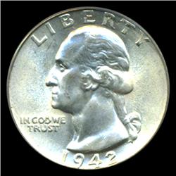 1942D Washington 25c Quarter Coin Graded PCGS MS65 (COI-5290) (COI-5290)