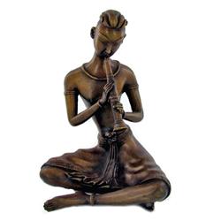Bronze Thai Musician Playing Flute (ANT-858) (ANT-858)
