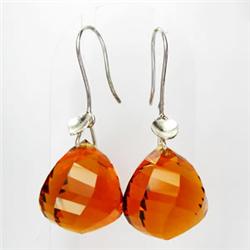 64.35ct Stunning Gold Vermeil Earrings Briolette Cut Maderia Citrine (JEW-1615)