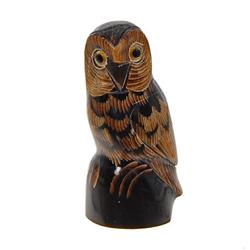 RARE Water Buffalo Horn Scrimshaw Owl (CLB-479) (CLB-479)