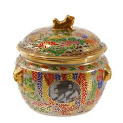 Benjarong Heavy Gilded Bowl Lid  Rama V (ANT-408) (ANT-408)