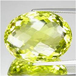 38.25ct Flashing Oval Checker Cut Green Gold Quartz   (GEM-16587) (GEM-16587)